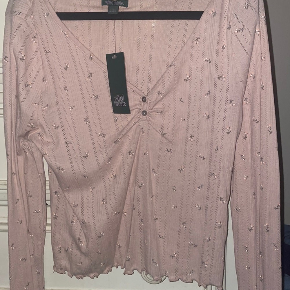 Pink and flowers long sleeve tee (brand new)